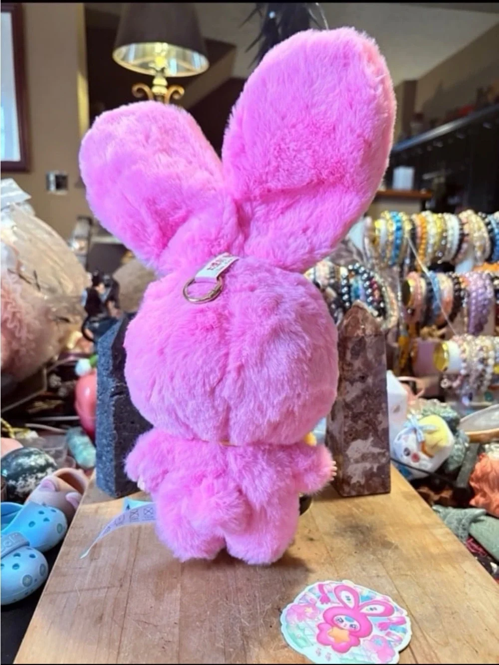 Baby Three Pink Bunny Plush pendant Pacifier